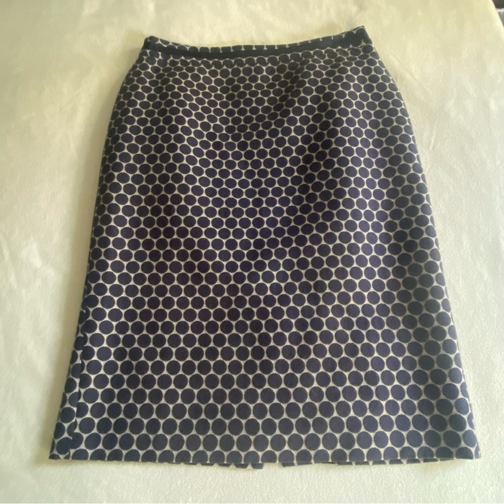 Boden Classic Pencil Skirt Blue/White Circle Pattern